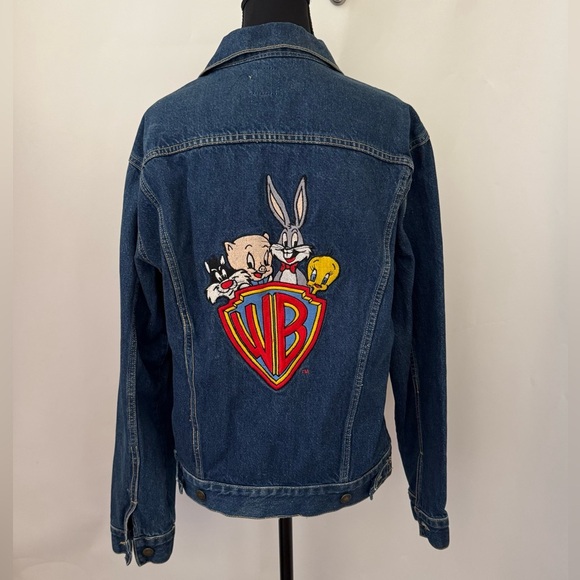 Disney Embroidered Denim Trucker Looney Tunes Blue Jean Jacket, Unisex Size S - Picture 3 of 11